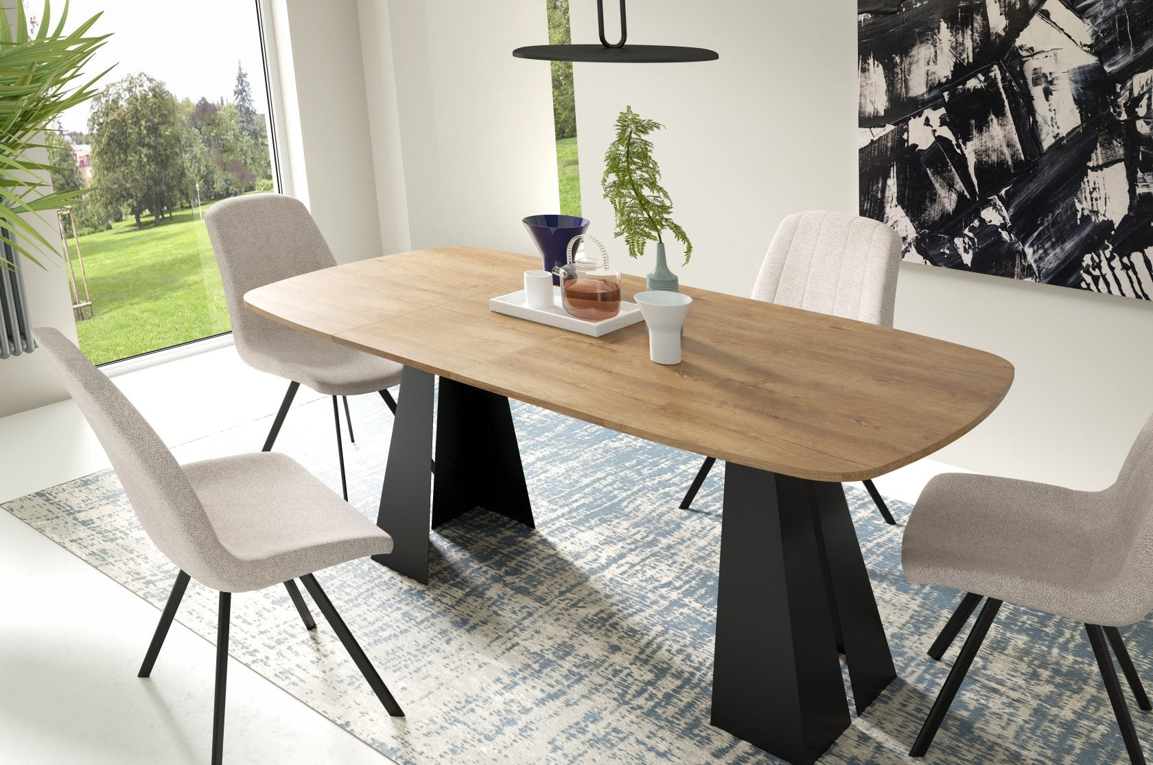 Galds Vig 120 - 196/76 cm zelta craft ozols - N1 Home