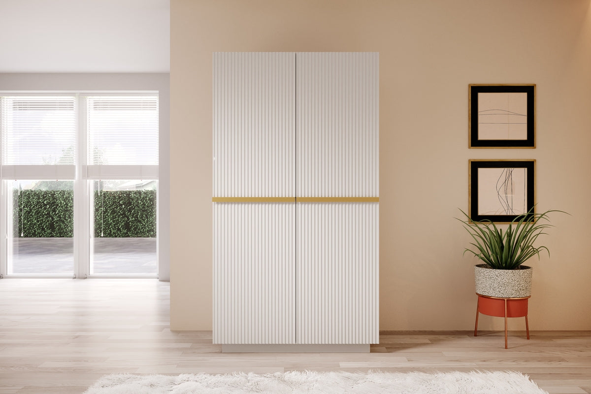 Skapis AUSTIN ar atvilktņas zelta 100/207/62 balts - N1 Home