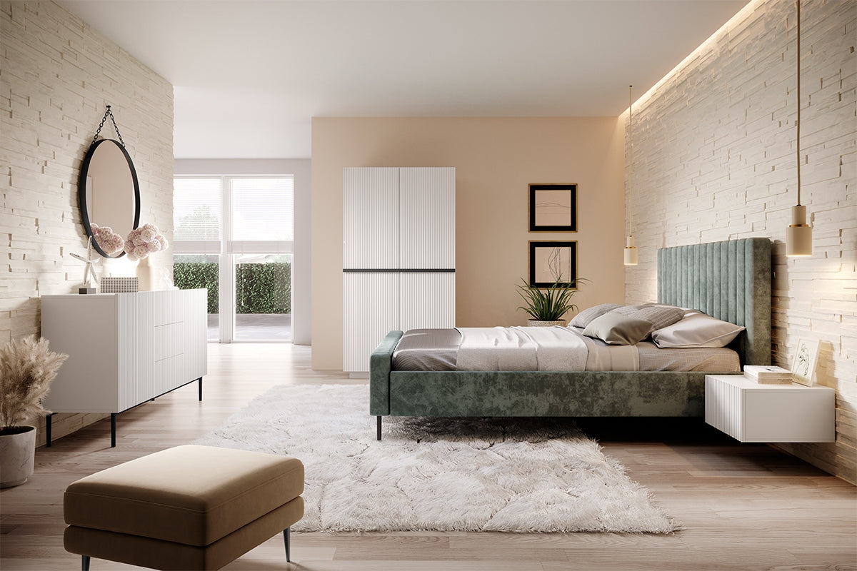 Skapis AUSTIN ar atvilktņas melns 100/207/62 balts - N1 Home