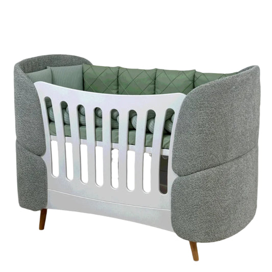 Ovāla bērnu gultiņa Transformers Fly Bed bukle 145/104/66 cm zaļa krāsa - N1 Home