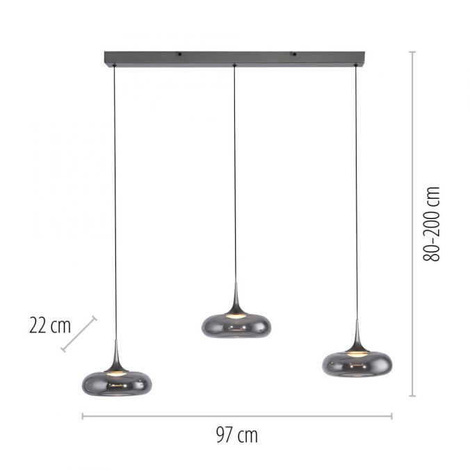 Piekaramā lampa POSH 200/22/97 cm melns