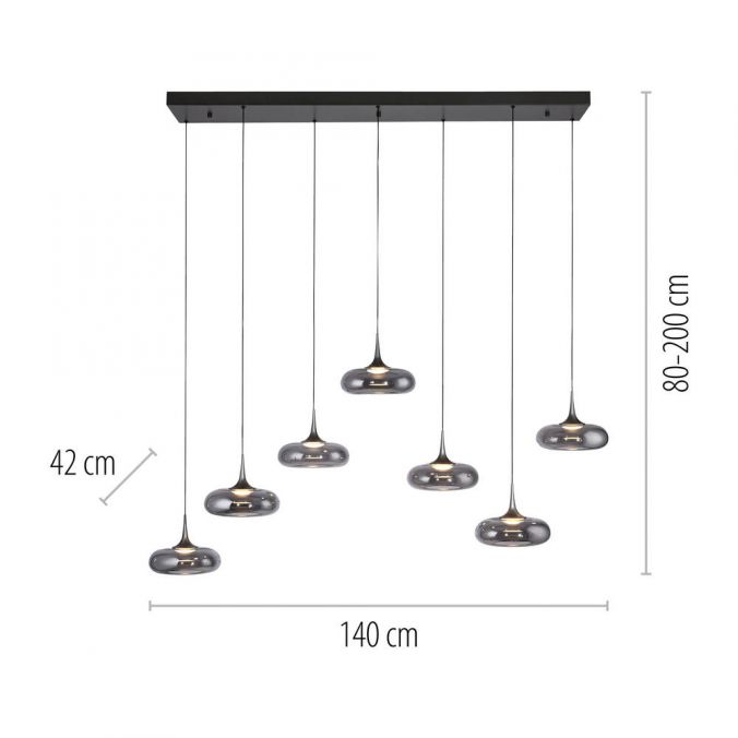 Piekaramā lampa POSH 200/42/140 cm melns