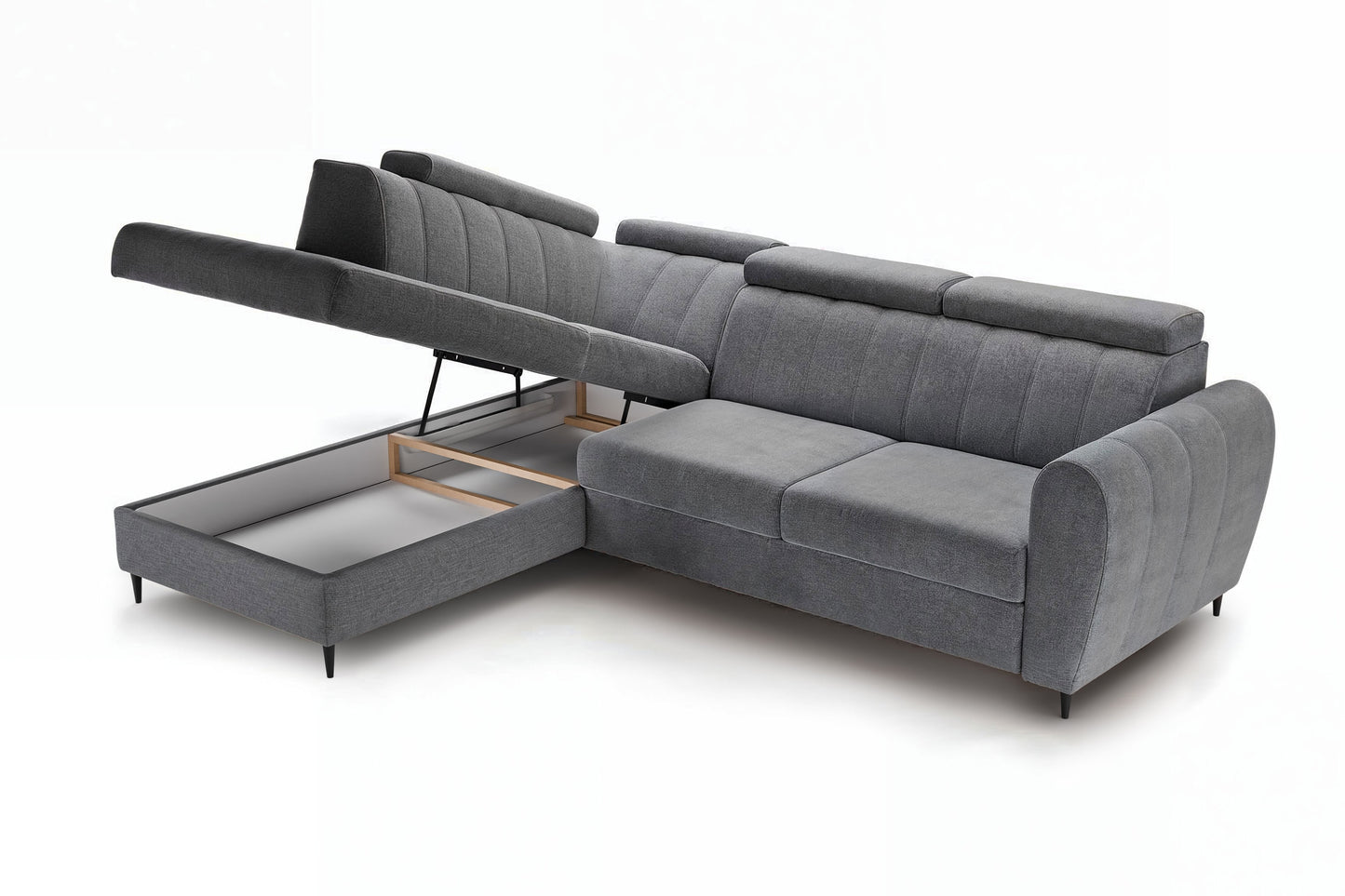 Kreisās puses stūra dīvāns ar gulēšanas funkciju Cel L - pelēks samts - N1 Home