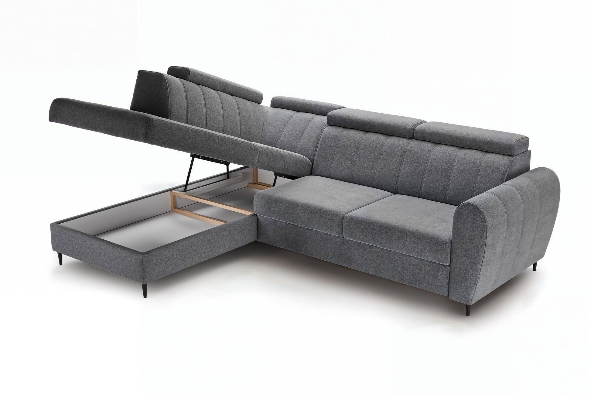 Kreisās puses stūra dīvāns ar gulēšanas funkciju Cel L - pelēks samts - N1 Home