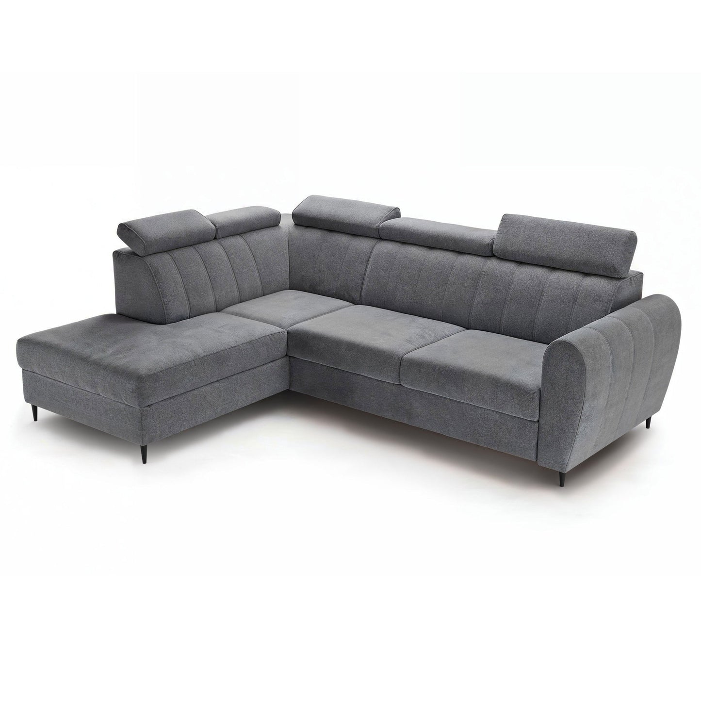 Kreisās puses stūra dīvāns ar gulēšanas funkciju Cel L - pelēks samts - N1 Home