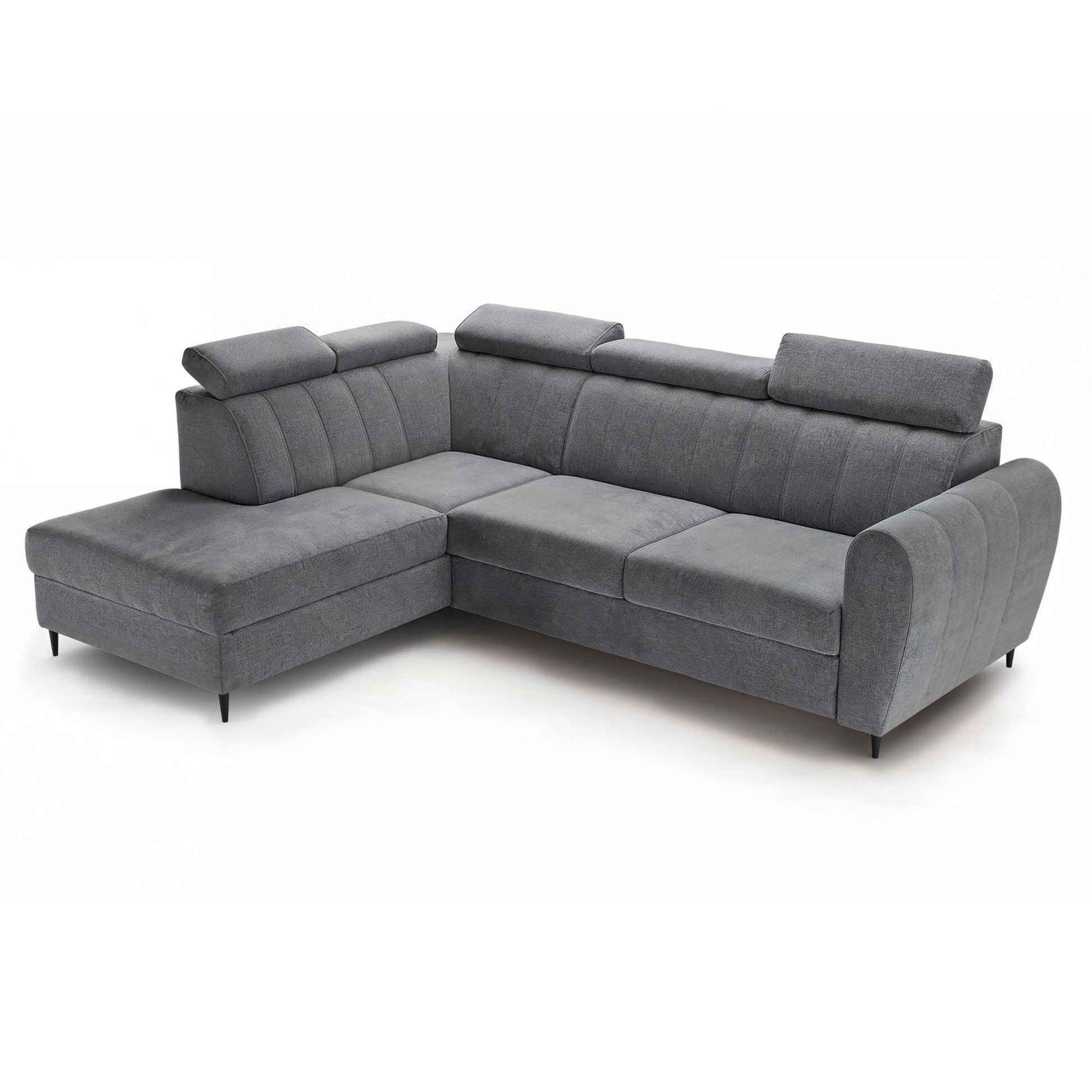 Kreisās puses stūra dīvāns ar gulēšanas funkciju Cel L - pelēks samts - N1 Home