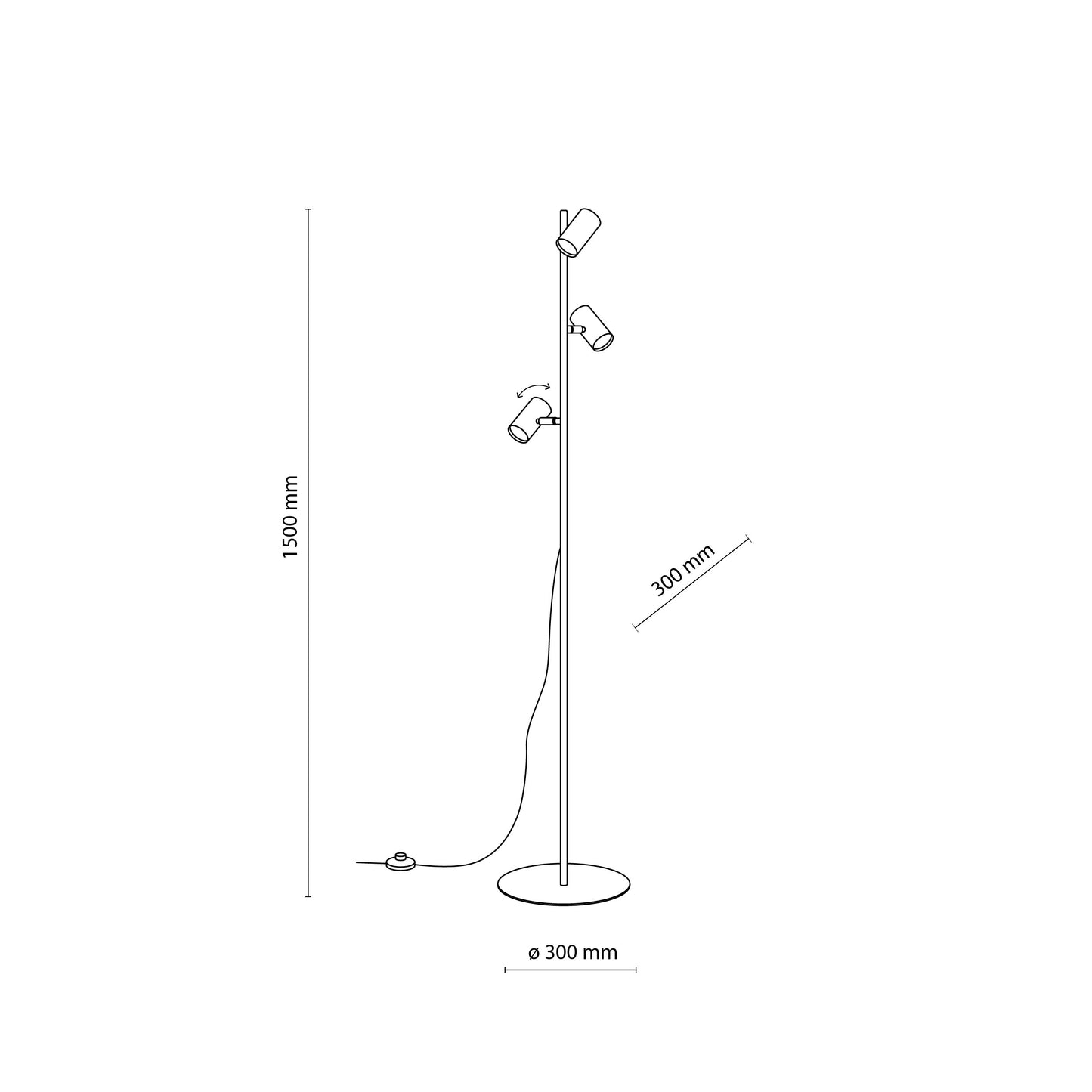 Stāvlampa Top 300 × 300 × 1500 mm melns - N1 Home