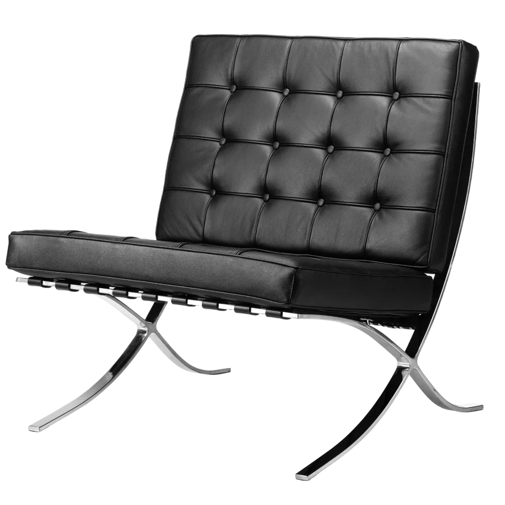 Krēsls Dot Design Barcelona Loreto ar kāju balstu dabīga āda 77x85x75 cm melns - N1 Home