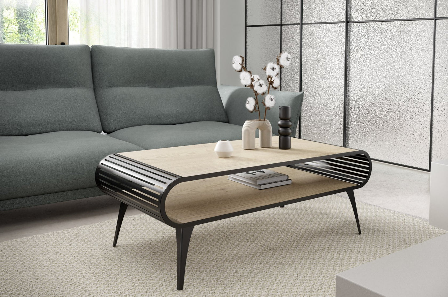 Kafijas galds Aristas 120/60/44 cm tumši pelēks Čikago/terrakota - N1 Home