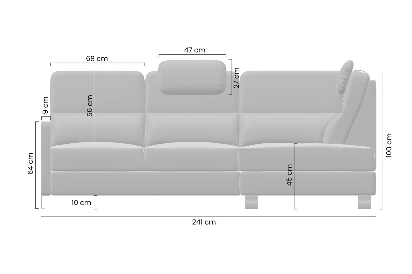 Dīvāns Loar 241/100/180 cm Sand 03
