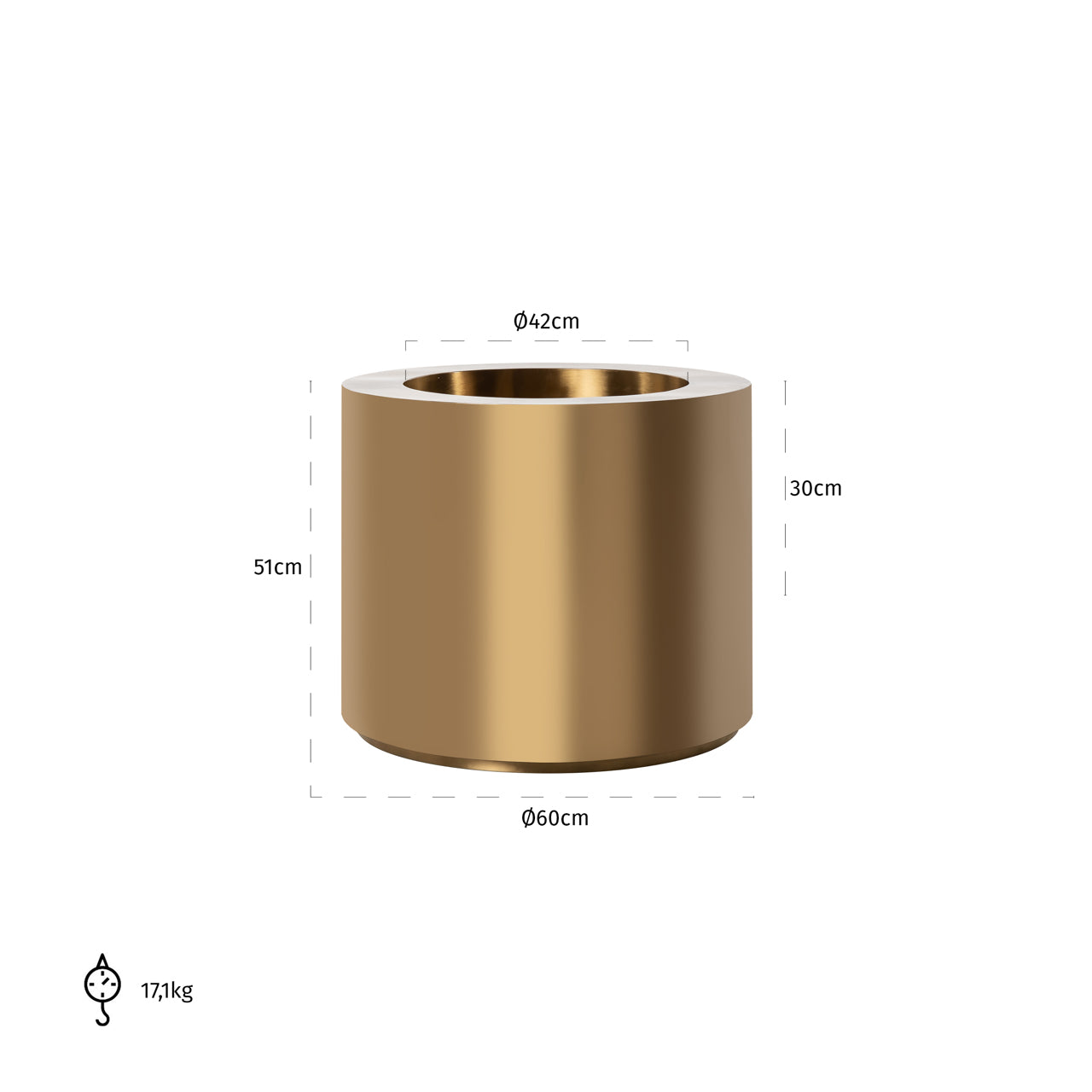 Puķu pods Donna Richmond Interiors 60/51/60 cm brushed gold