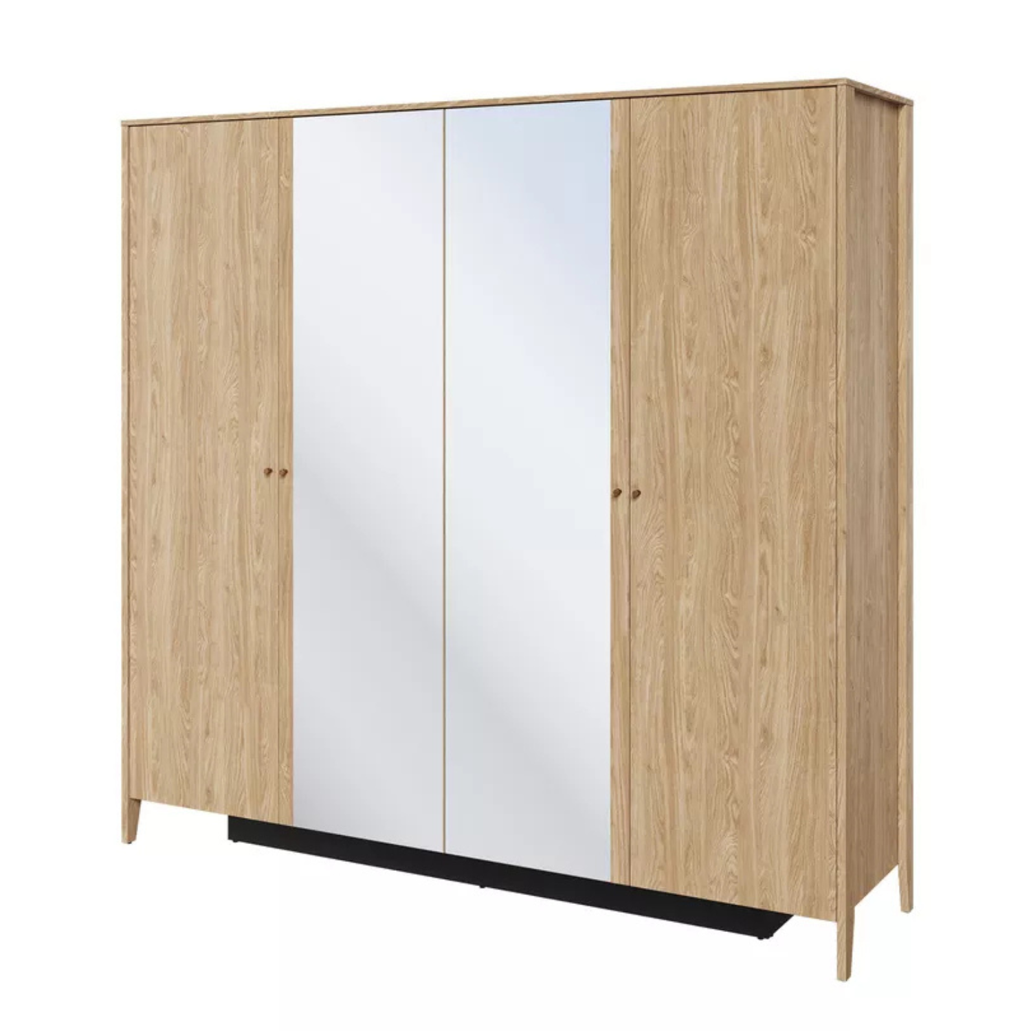 ZOCY Četru durvju skapis ar spoguļiem, 220 cm, eļļots ozols - N1 Home