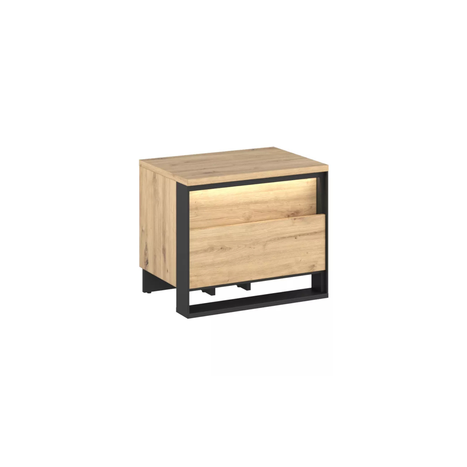 QANT Naktsgaldiņš ar atvilktnēm, artisan ozols/melns - N1 Home