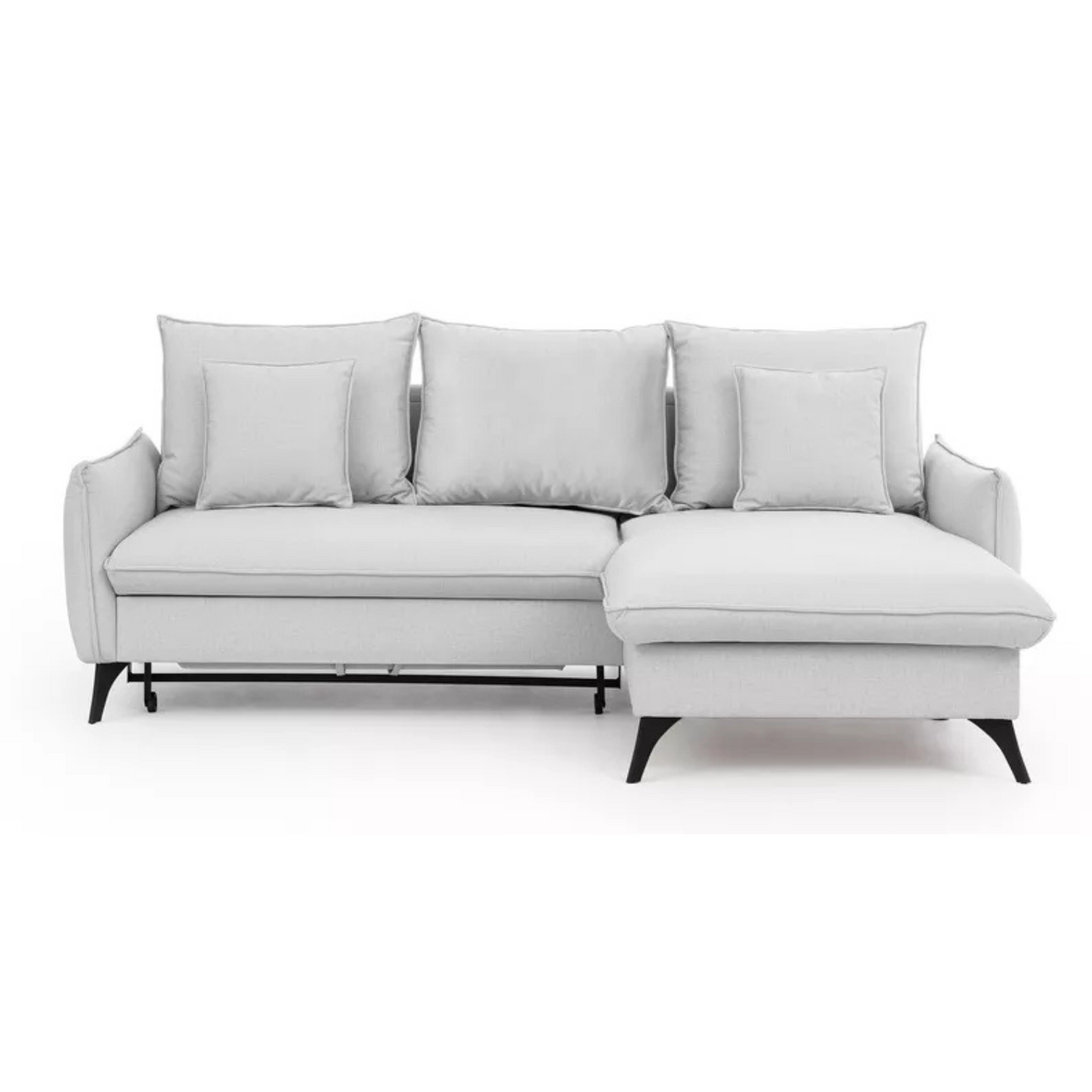 BIANOCA L-veida stūra dīvāns ar gulēšanas funkciju, ar konteineru, pelēks, viegli tīrāms audums, kreisa/laba puse - N1 Home