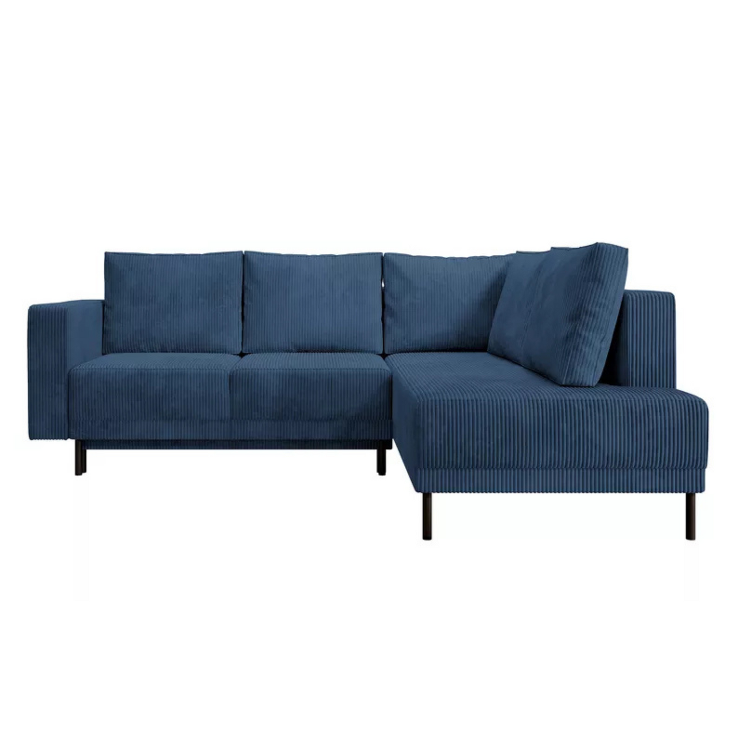 RIO Stūra dīvāns ar gulēšanas funkciju, ar konteineru, tumši zils velvets, kreisa/laba puse - N1 Home