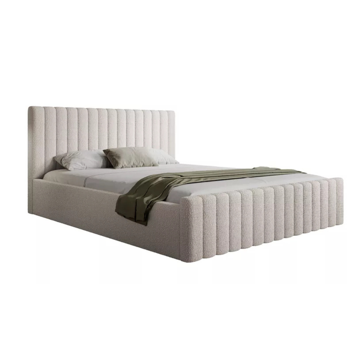 MONERA Mīkstā gulta 140/160/180x200 cm,  bēša, ar konteineru, melnas kājas - N1 Home