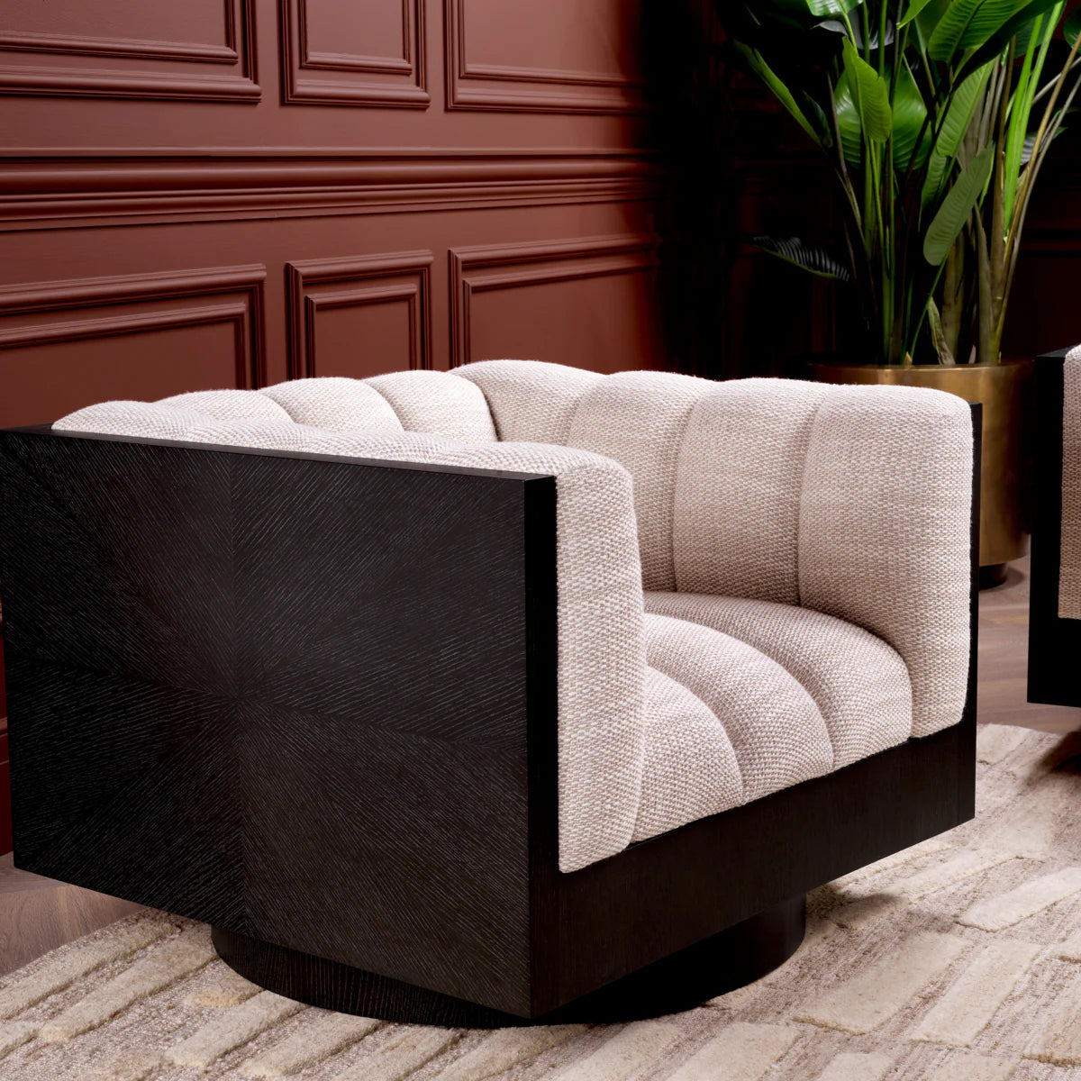 Krēsls Davide Eichholtz 95,5/91/71,5 cm Skyward sand | swivel base | oak veneer