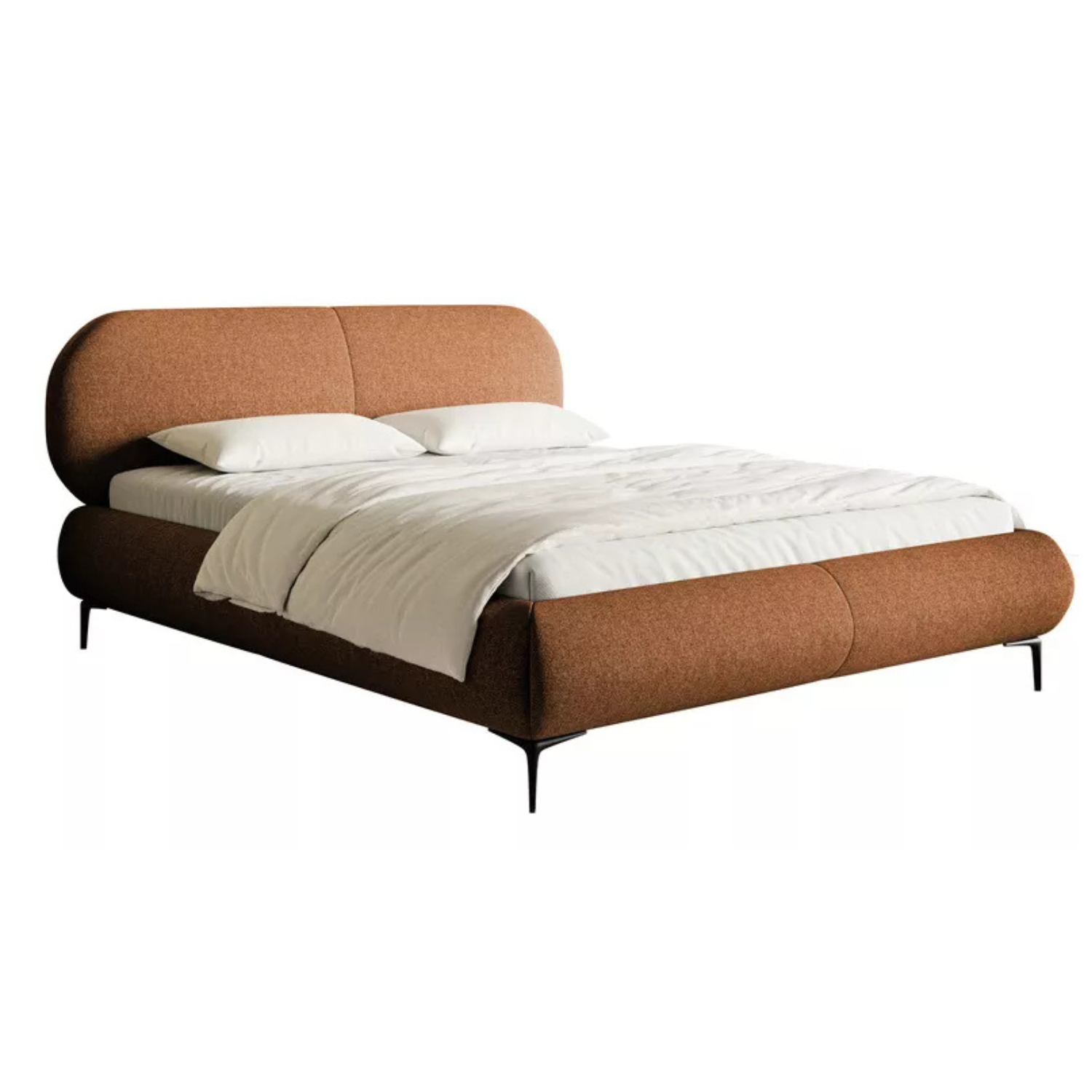 VALEO Polsterēta gulta 140/160/180x200 cm, varš hidrofoba bize, melnas kājas - N1 Home