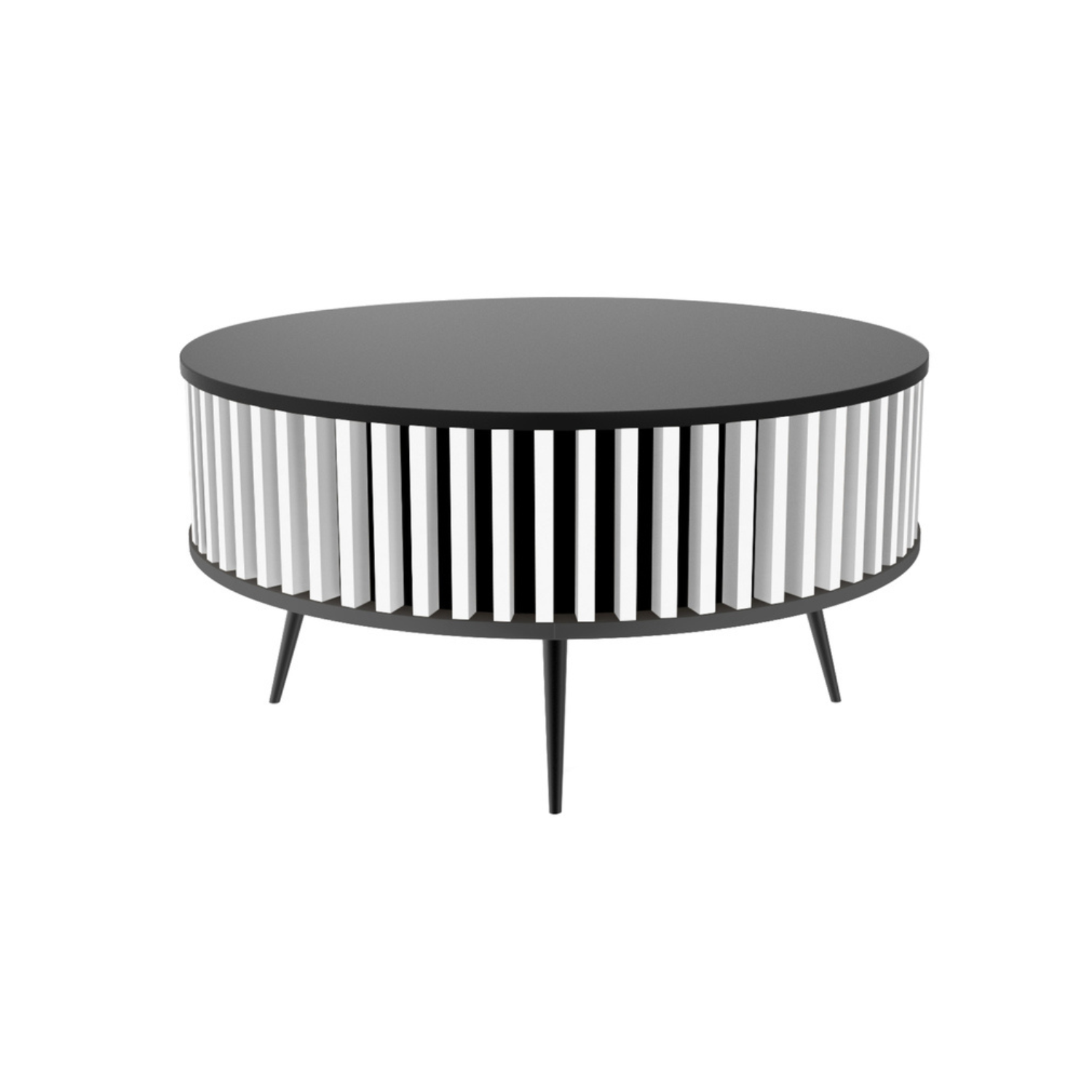 DOLI apaļš kafijas galdiņš ar līstēm 90 cm, melns/balts - N1 Home