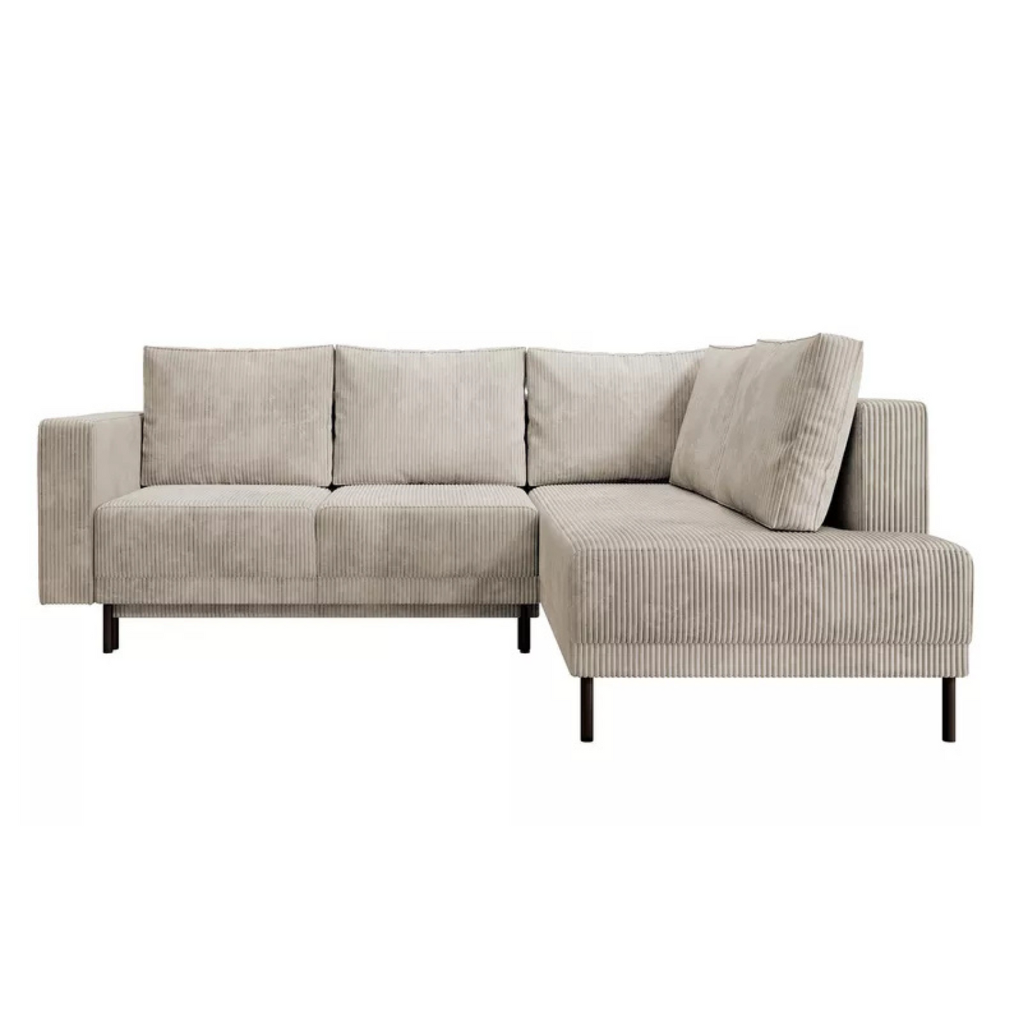 RIO Stūra dīvāns ar gulēšanas funkciju, ar konteineru, tumši smilškrāsas velveta, kreisa/laba puse - N1 Home