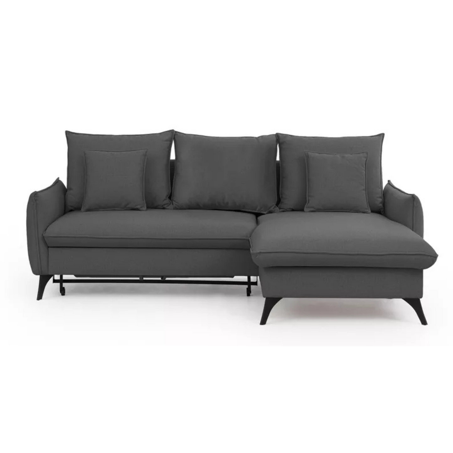 BIANOCA L-veida stūra dīvāns ar gulēšanas funkciju, ar konteineru, tumši pelēks, viegli tīrāms audums, kreisa/laba puse - N1 Home