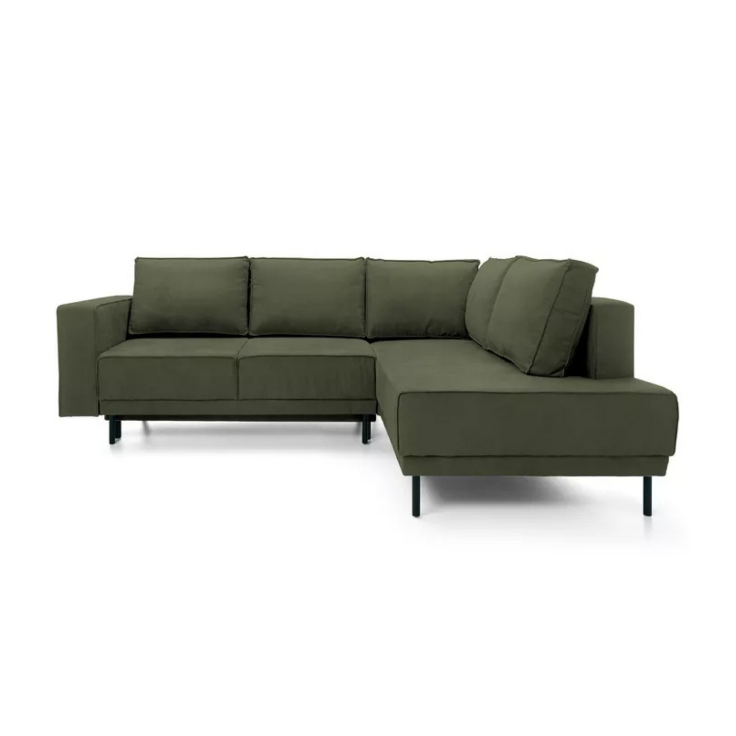 RIO Stūra dīvāns ar gulēšanas funkciju, ar konteineru, olīvu samts, kreisa/laba puse - N1 Home