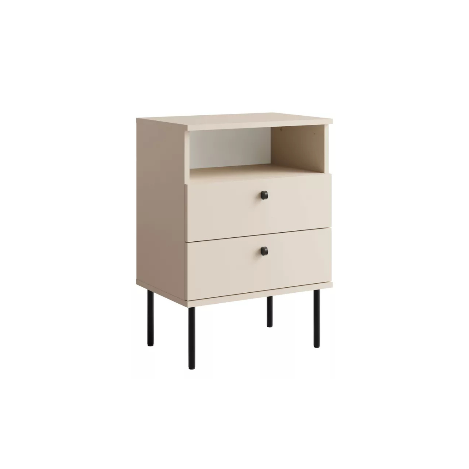 HIGL Naktsgaldiņš ar divām atvilktnēm, 50 cm, bēšs - N1 Home