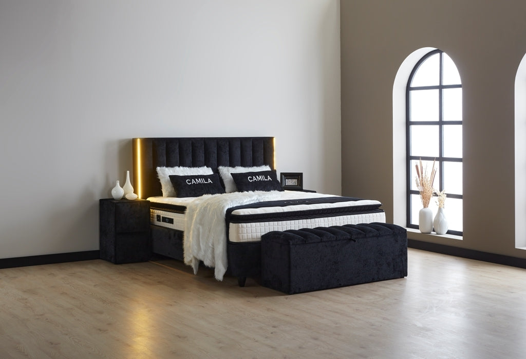 Gulta Camu 90;120;140;160;180;200/200 cm melns - N1 Home