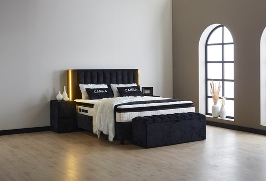 Gulta Camu 90;120;140;160;180;200/200 cm melns - N1 Home