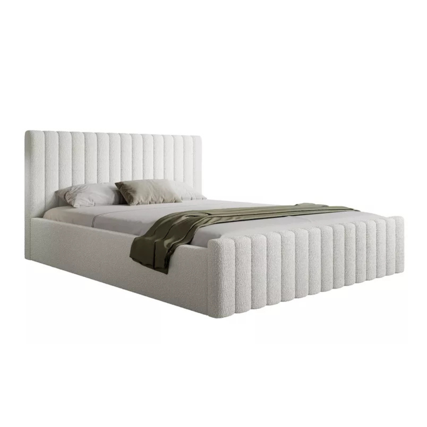 MONERA Mīkstā gulta 140/160/180x200 cm, krēms, ar konteineru, melnas kājas - N1 Home