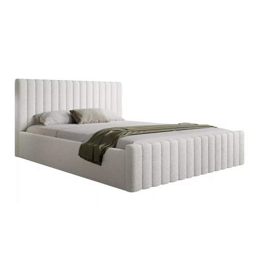 MONERA Mīkstā gulta 140/160/180x200 cm, krēms, ar konteineru, melnas kājas - N1 Home