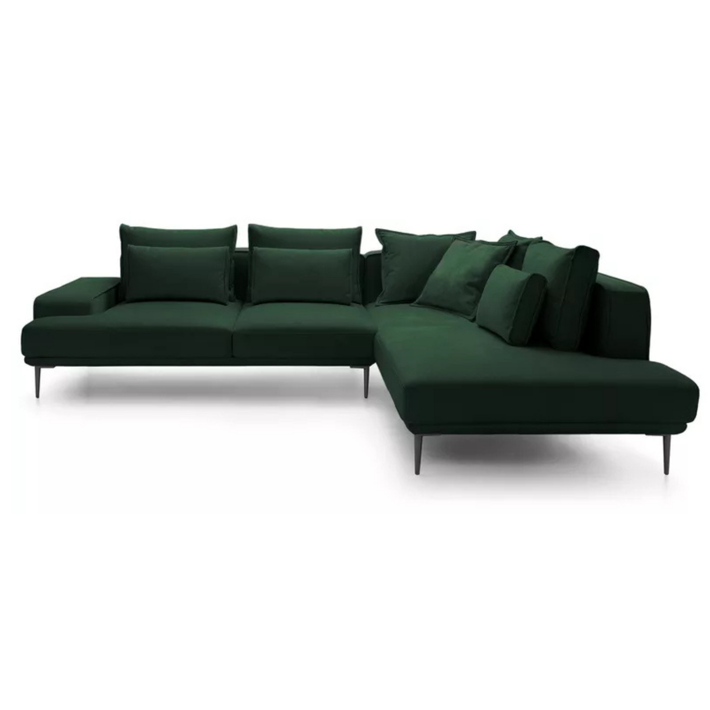 SITOME L-formas dīvāns ar gulēšanas funkciju, zaļš samts, melnas kājas, kreisa/laba puse - N1 Home