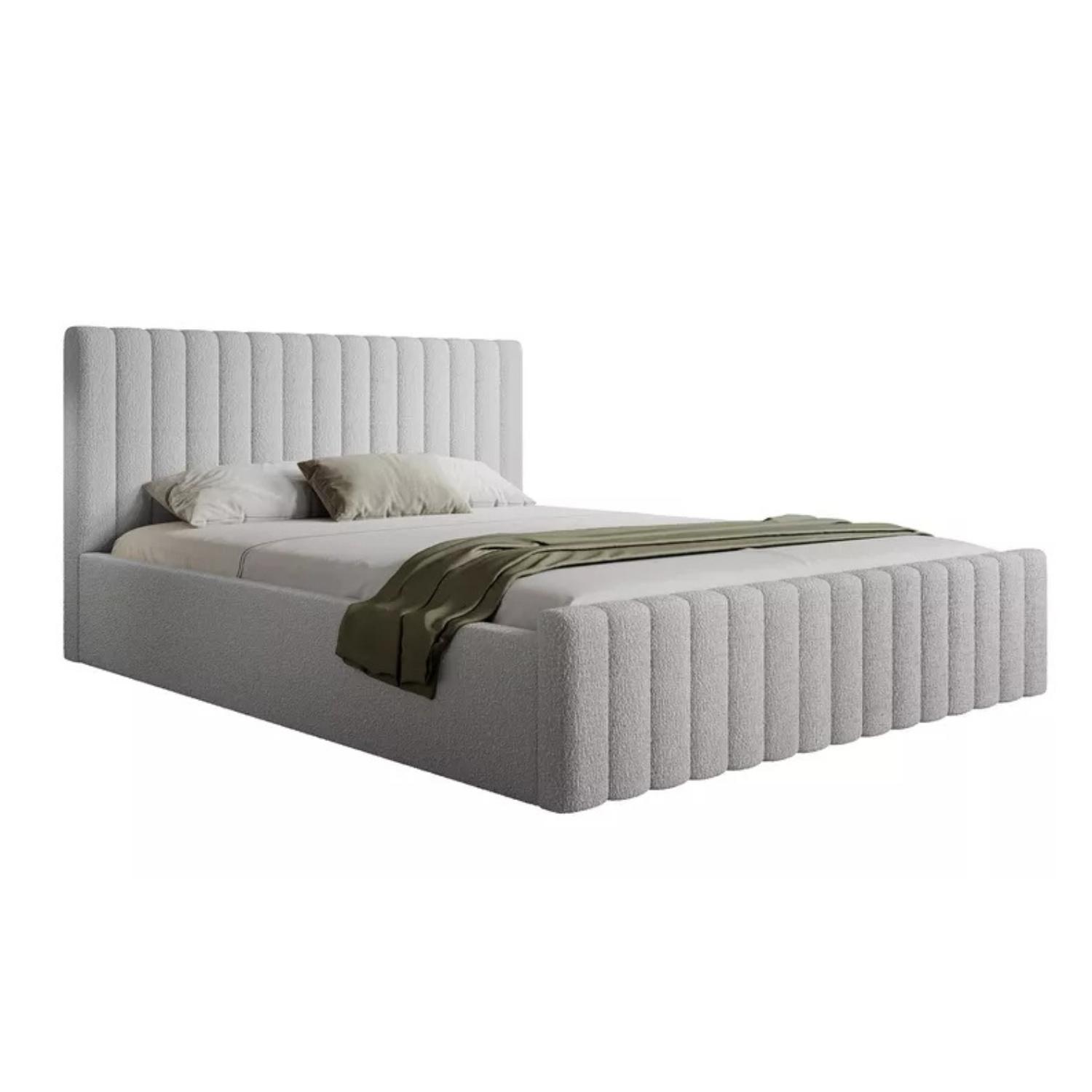 MONERA Mīkstā gulta 140/160/180x200 cm, pelēka, ar konteineru, melnas kājas - N1 Home