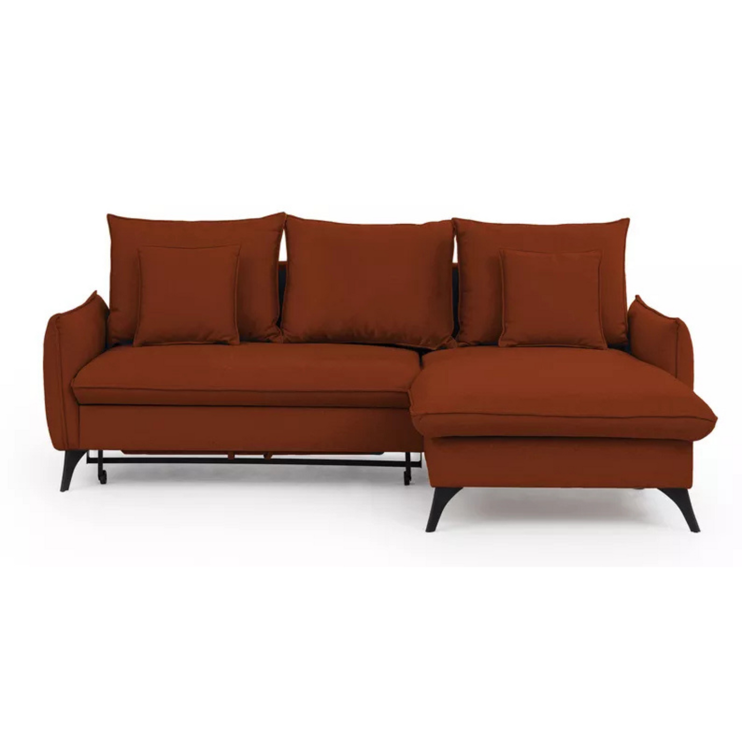 BIANOCA L-veida stūra dīvāns ar gulēšanas funkciju, ar konteineru, sarkans hidrofobs samts, kreisa/laba puse - N1 Home