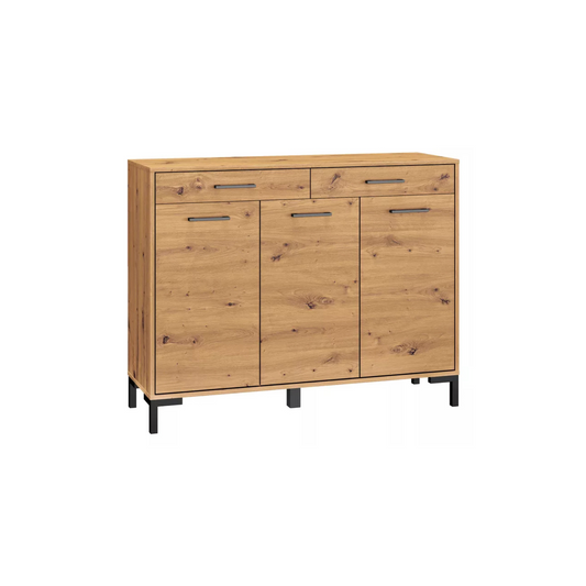 LARTI Apavu skapis 120 cm ar divām atvilktnēm, amatnieka ozols - N1 Home