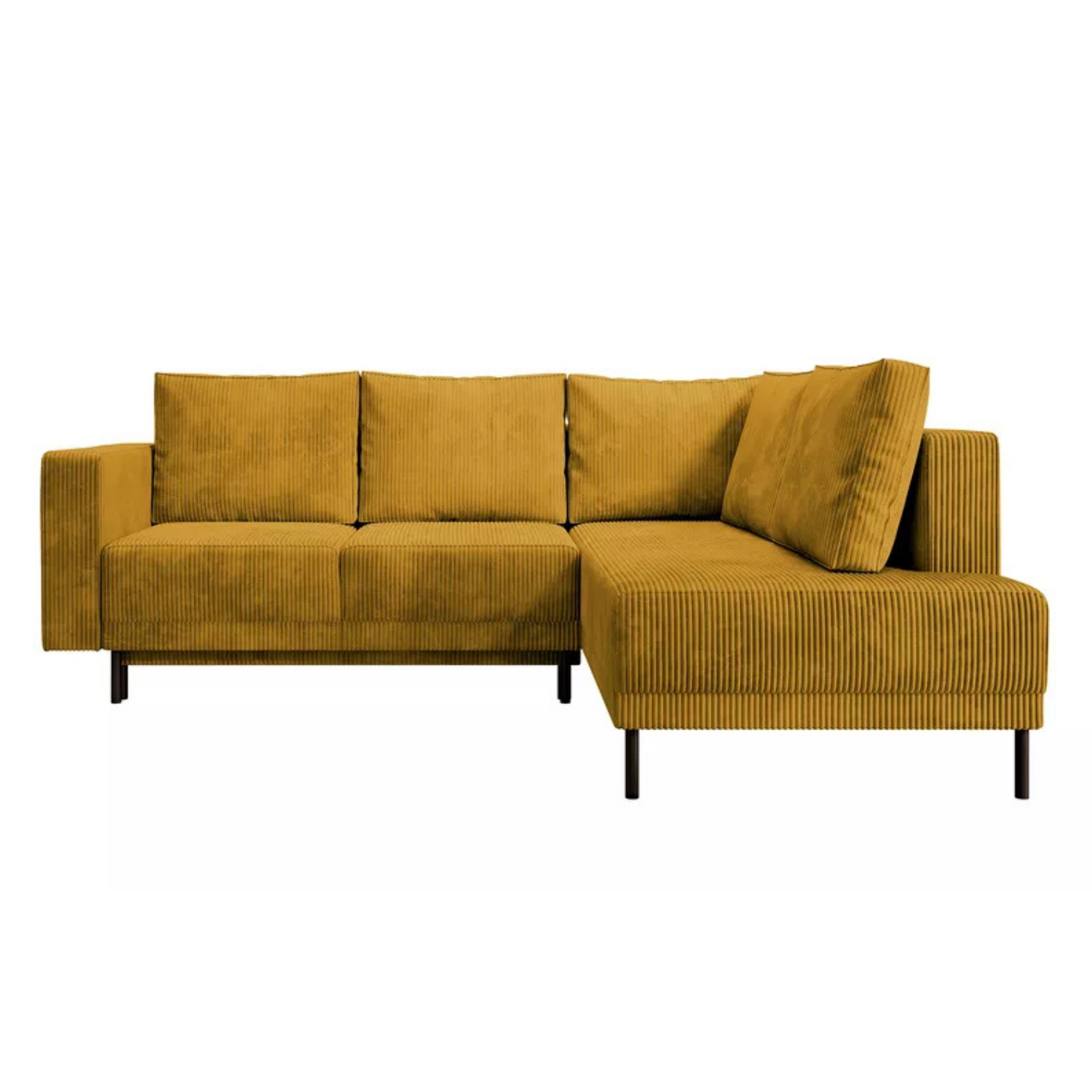 RIO Stūra dīvāns ar gulēšanas funkciju, ar konteineru, sinepju velveta, kreisa/laba puse - N1 Home