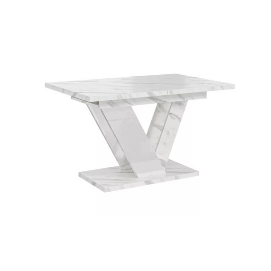 BAJDU Izvelkamais galds 120-160x80 cm, balts marmors - N1 Home