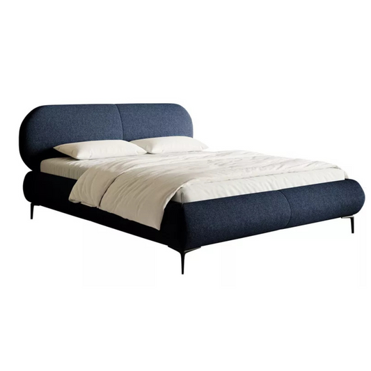 VALEO Polsterēta gulta 140/160/180x200 cm, tumši zila hidrofoba bize, melnas kājas - N1 Home