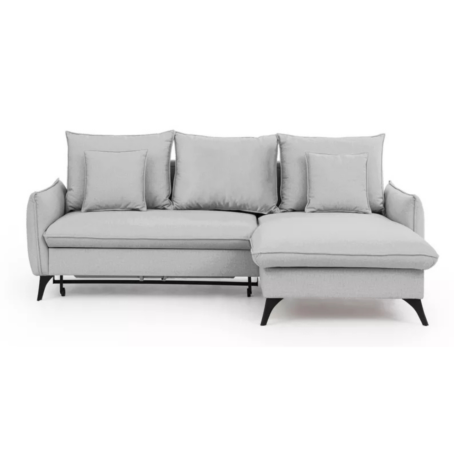 BIANOCA L-veida stūra dīvāns ar gulēšanas funkciju, ar konteineru, pelēks hidrofobs samts, kreisa/laba puse - N1 Home