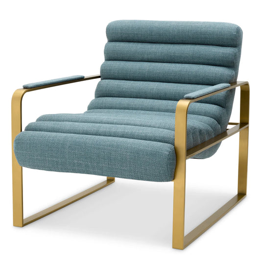 Krēsls Olsen Eichholtz 68.5/88/77 cm Brushed brass finish |scalea blue