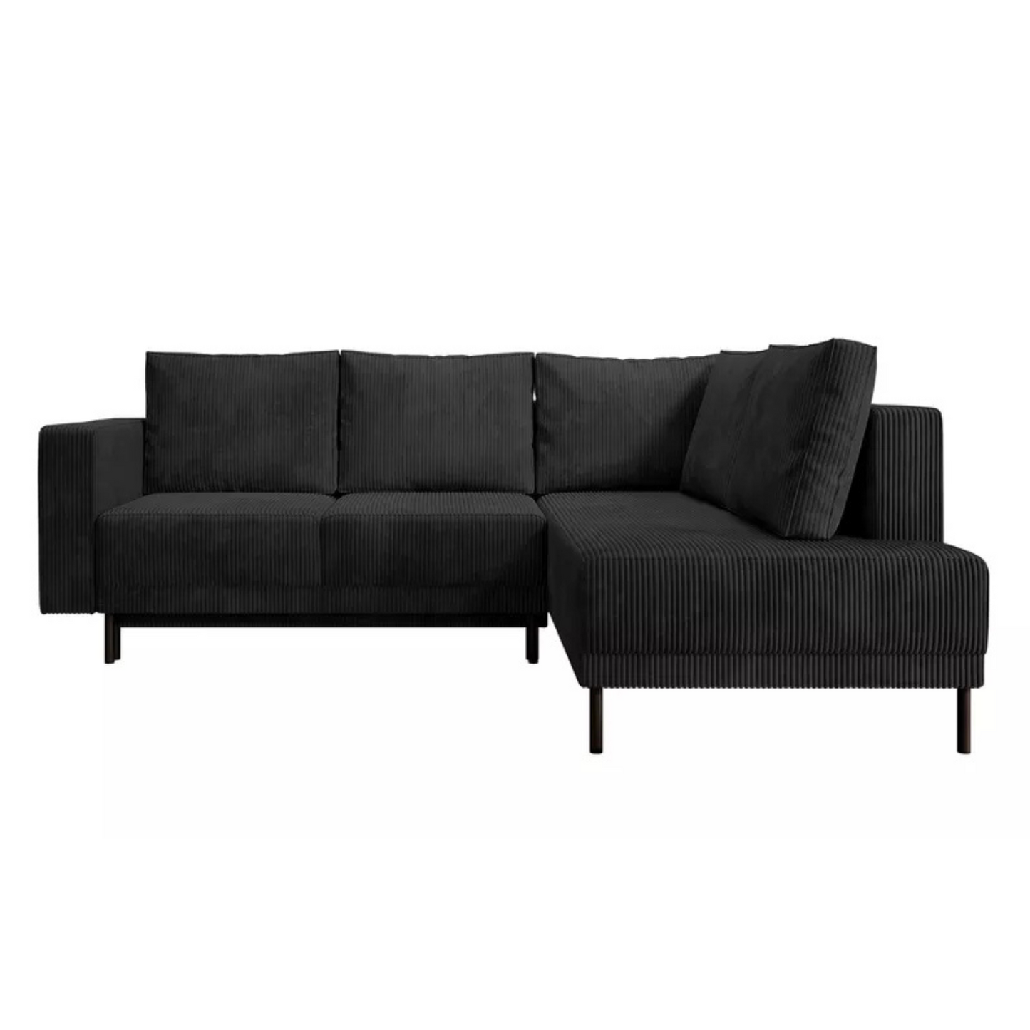 RIO Stūra dīvāns ar gulēšanas funkciju, ar konteineru, melns velvets, kreisa/laba puse - N1 Home