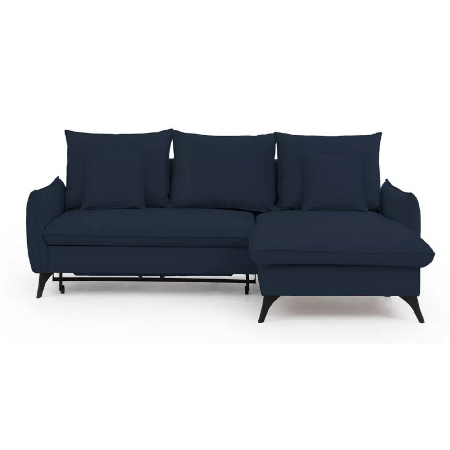 BIANOCA L-veida stūra dīvāns ar gulēšanas funkciju, ar konteineru, tumši zils, viegli tīrāms audums, kreisa/laba puse - N1 Home