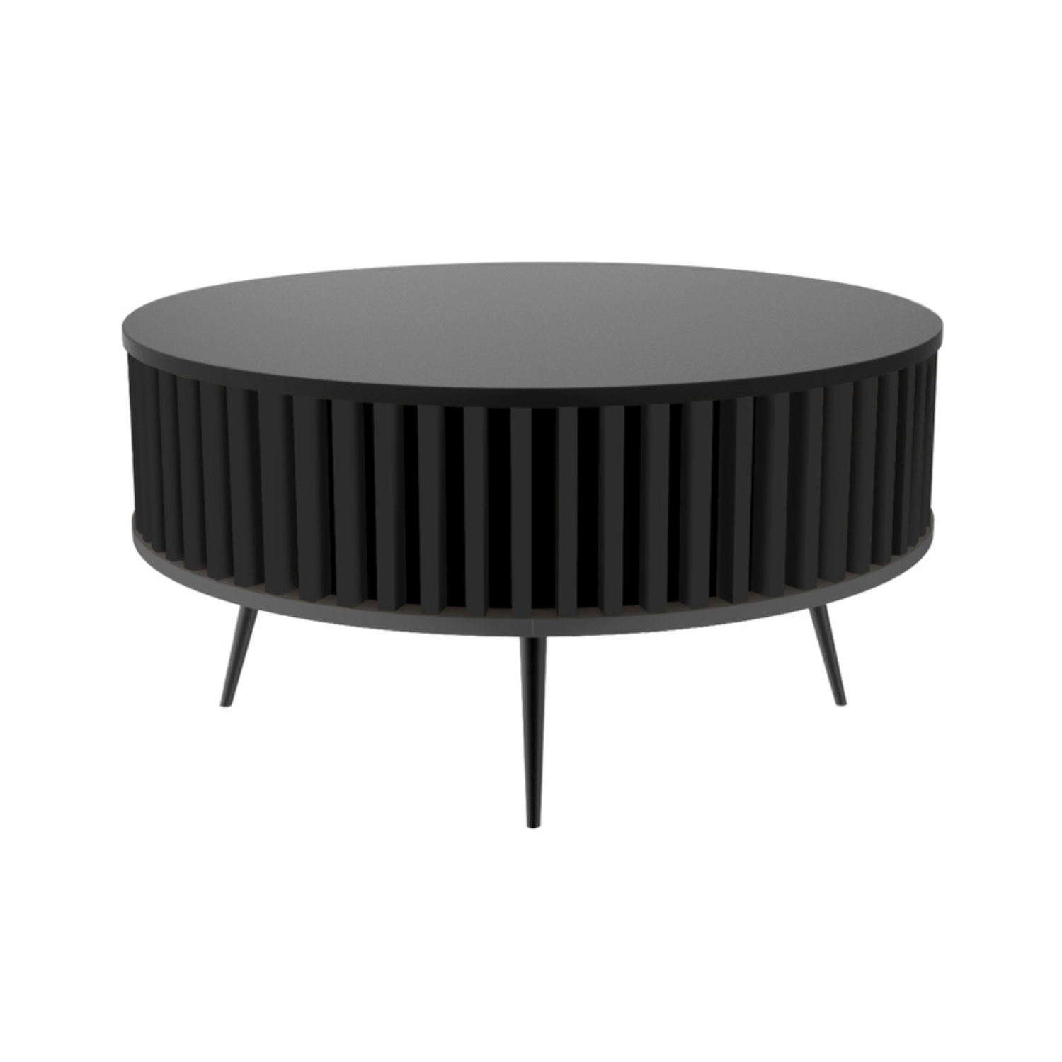 DOLI apaļš kafijas galdiņš ar līstēm 90 cm, melns - N1 Home