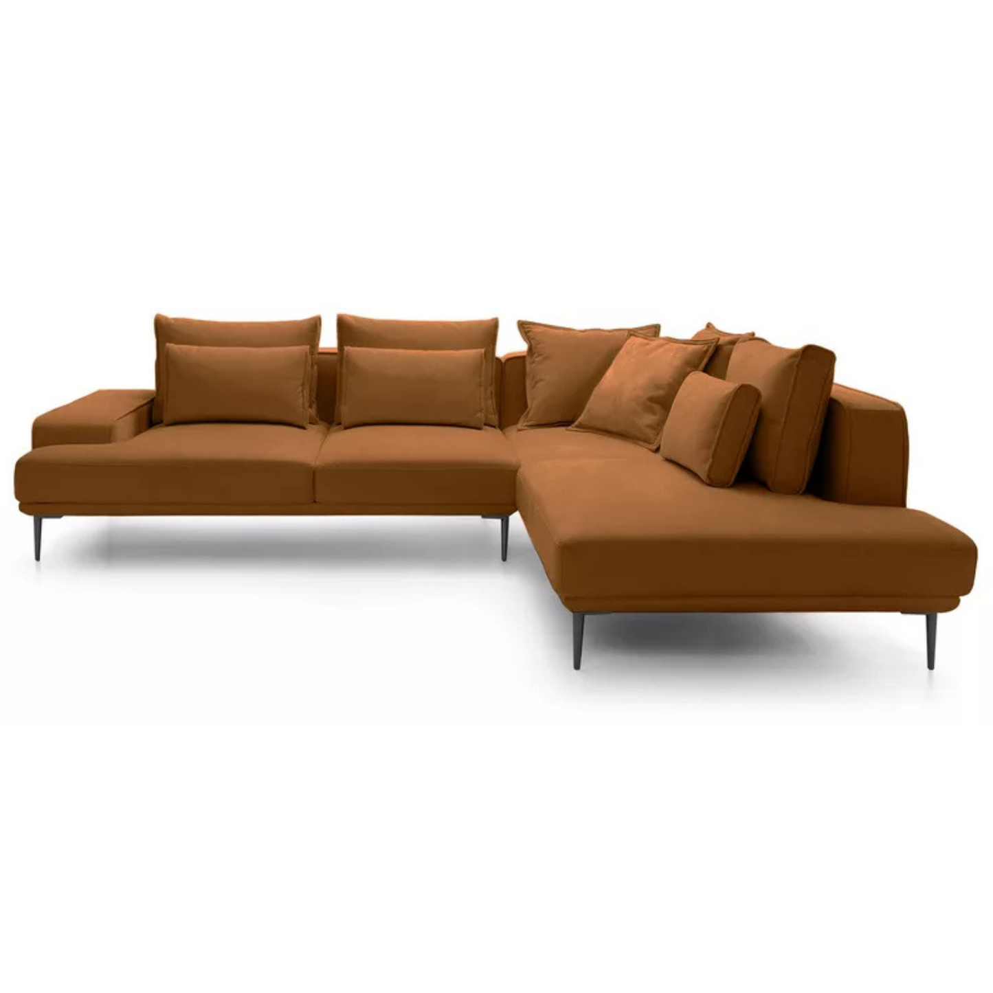 SITOME L-formas dīvāns ar gulēšanas funkciju, brūns samts, melnas kājas, kreisa/laba puse - N1 Home