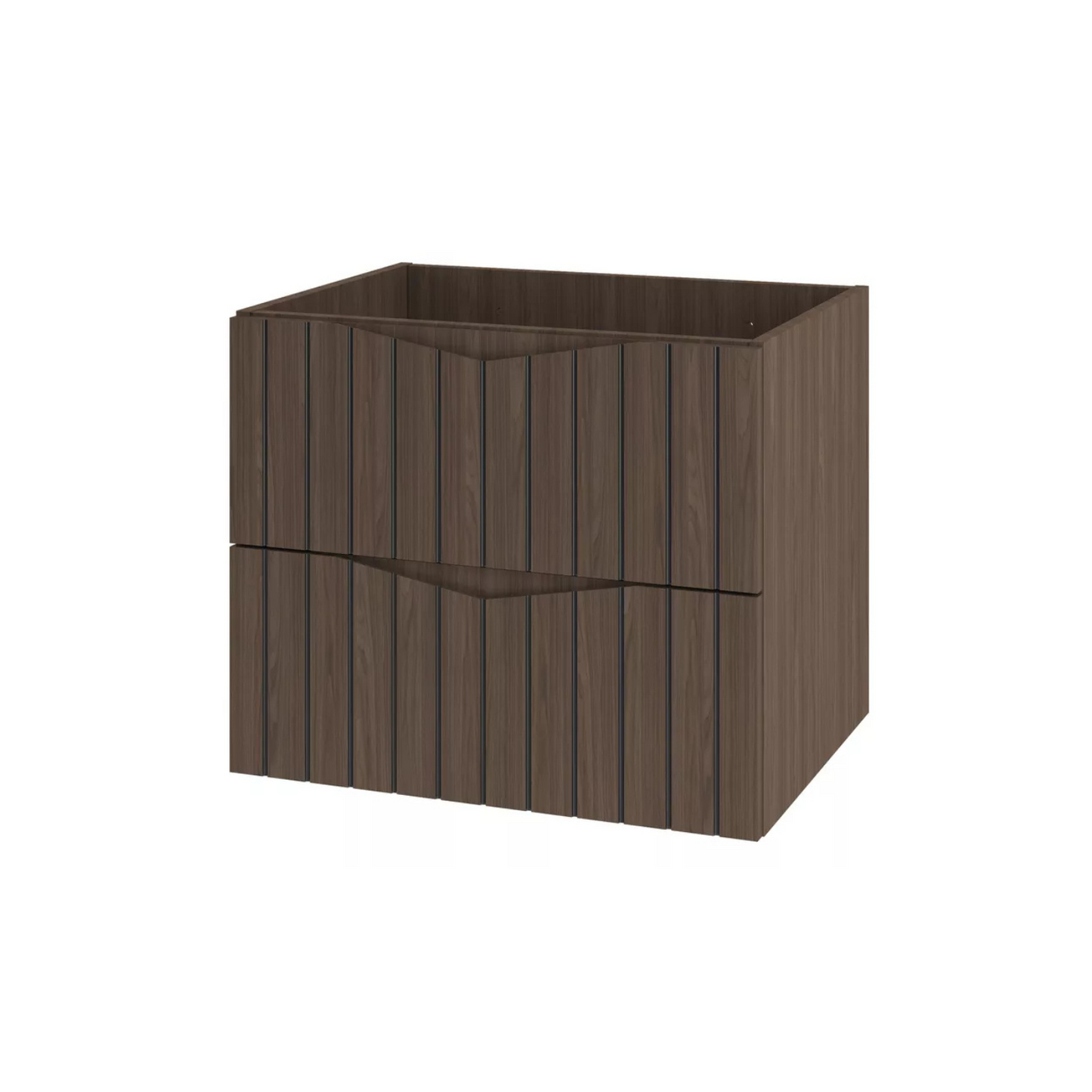 DELLA Izlietnes skapis, 80 cm, rievotas riekstkoka/matēti melnas fasādes - N1 Home