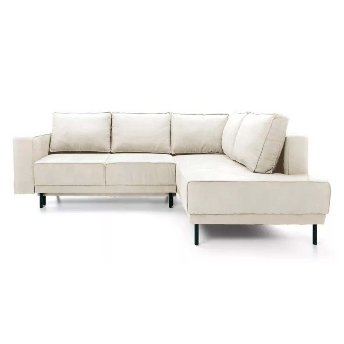 RIO Stūra dīvāns ar gulēšanas funkciju, ar konteineru, gaiši bēšs samts, kreisa/laba puse - N1 Home