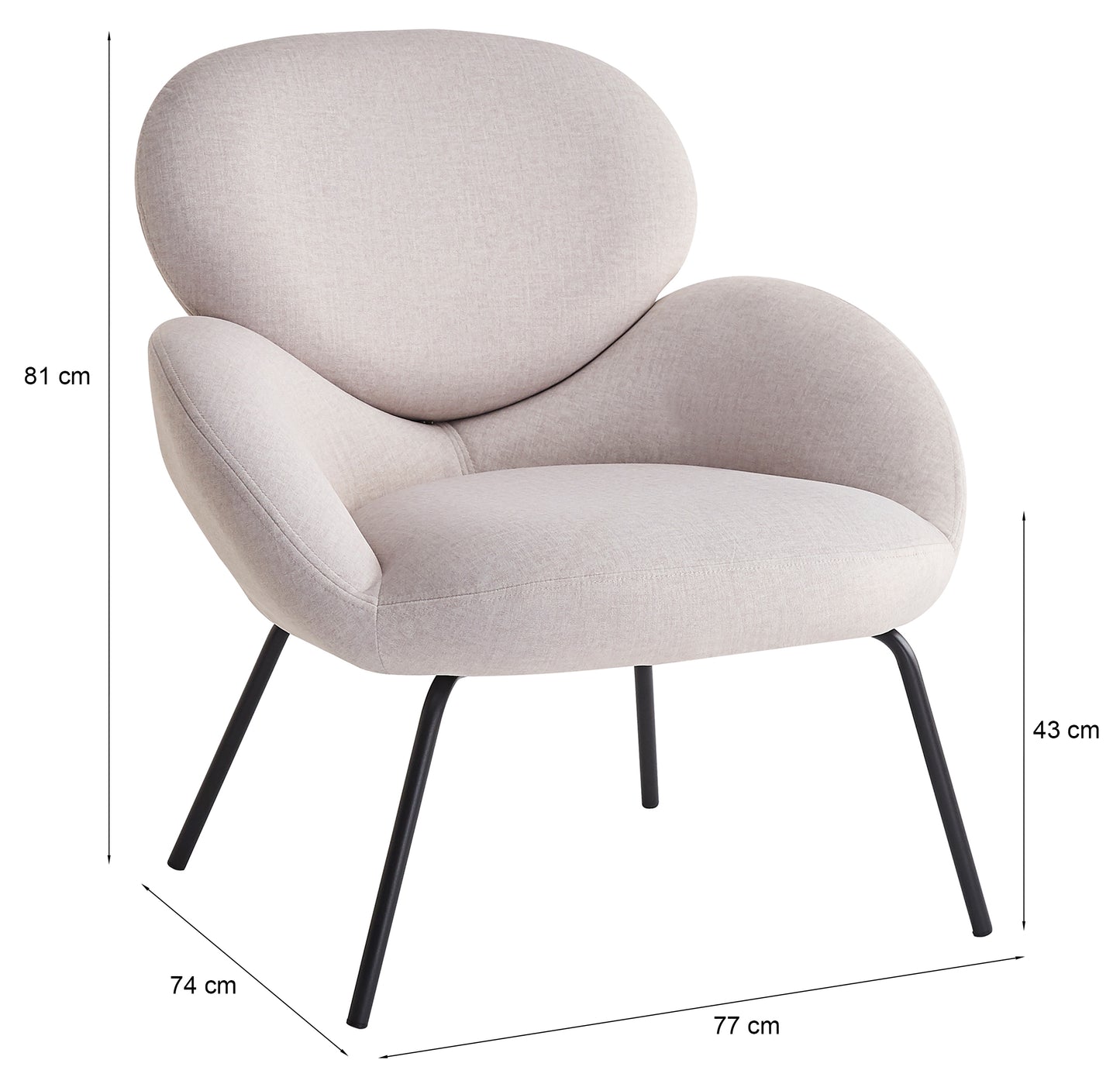 Krēsls Almo 81/77/74 cm krēms