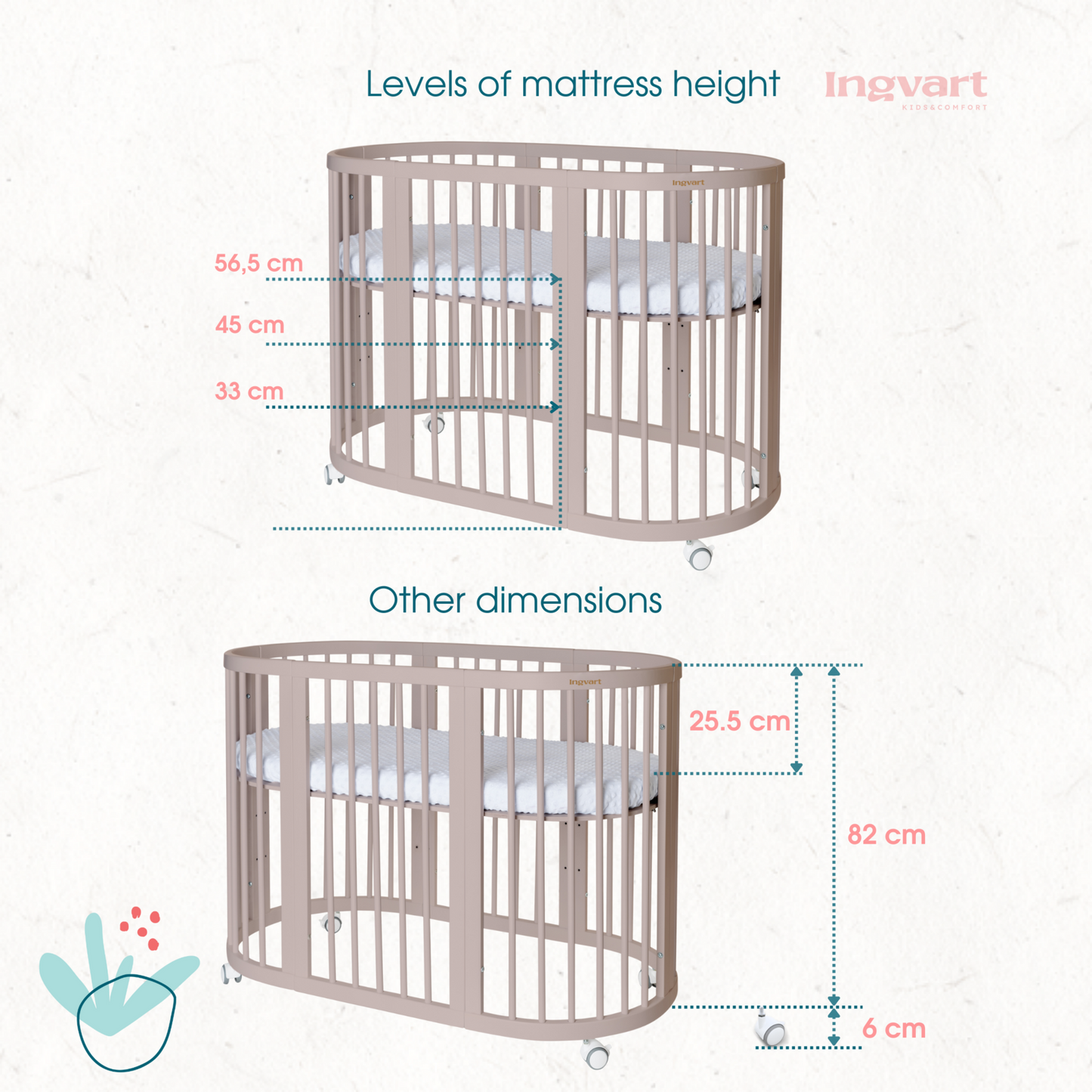 Ovāla bērnu gultiņa Transformers Smart Bed 7 in 1 82/75/60 cm balts - N1 Home