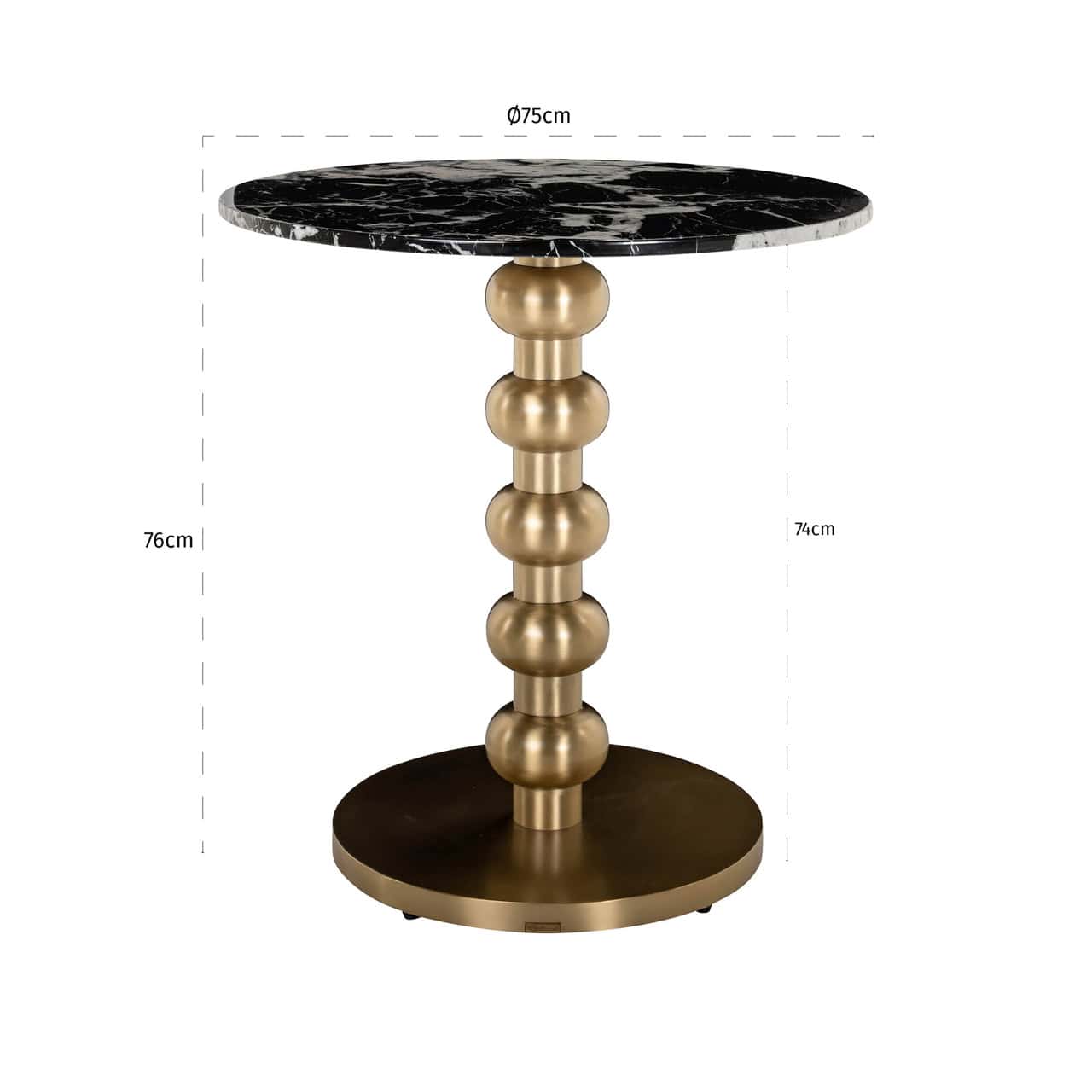 Bistro galds Witlox Richmond Interiors 76/75/75 cm zelts/melns