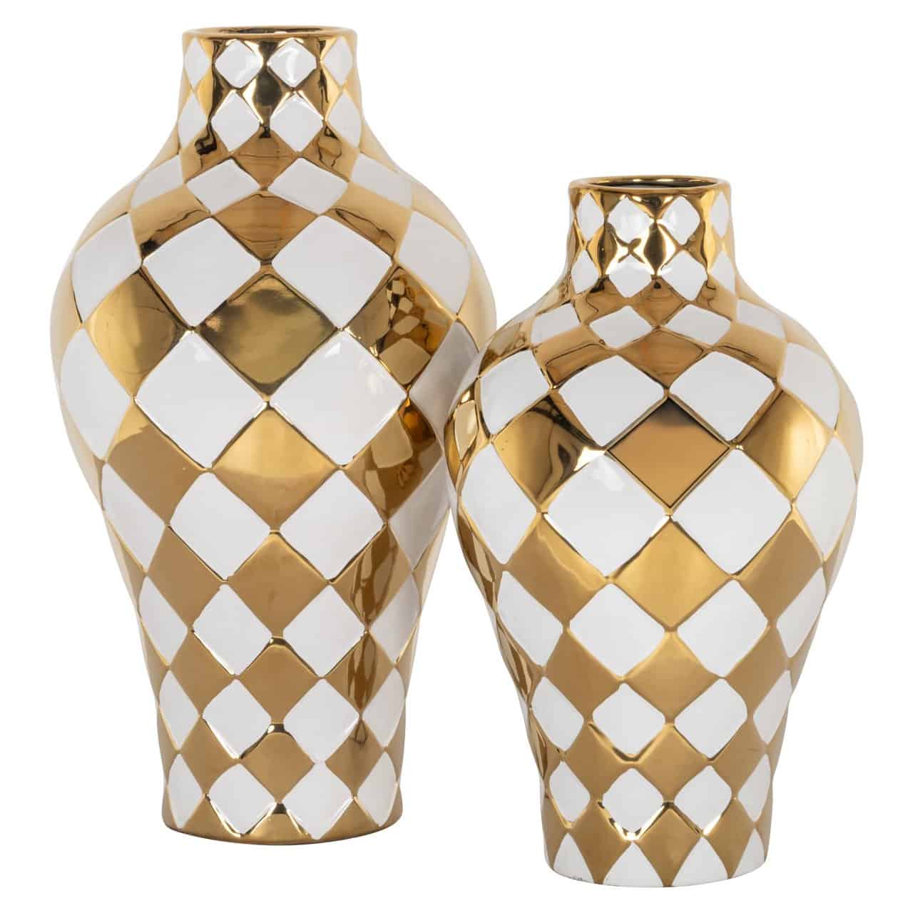 Vāze Zilla L Richmond Interiors 27/27/49 cm zelts/balts